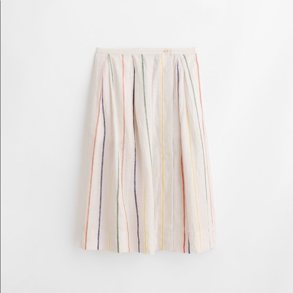 Midi Skirt in Sugar Stripe Linen